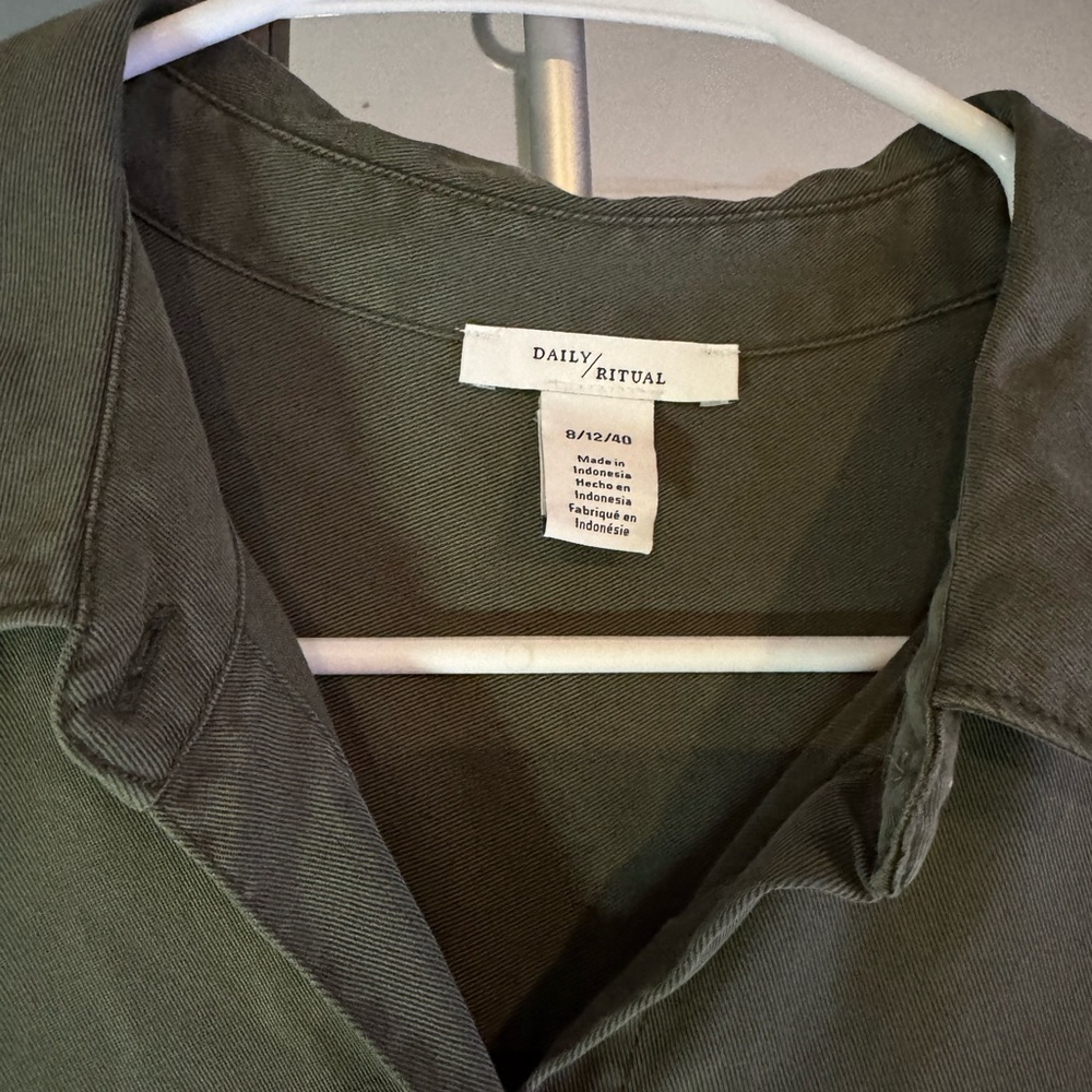 Daily Ritual Women's‎ Olive Green Jumper, Fresh, Casual, and Elegant - Picture 3 of 5